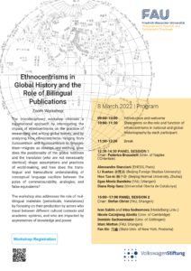 This picture shows the agenda of the "Ethnocentrisms in Global History and the Role of Bilingual Publications" workshop.